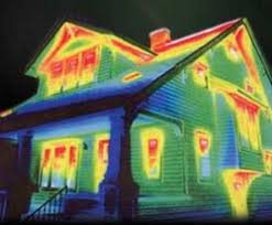 thermal imagery of a home needing new windows, blinds and curtains!