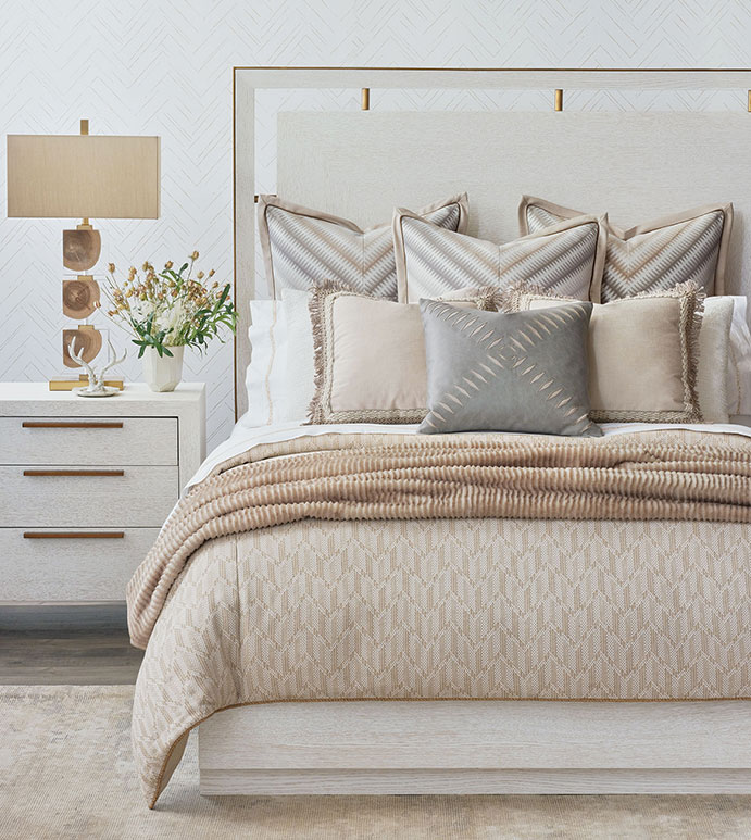 Luxury custom bedding from Decorating Den Interiors.