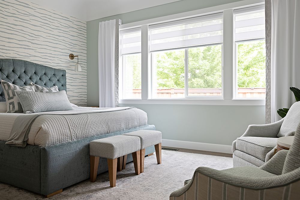 Soft colors give this primary suite it's calm and serenity.