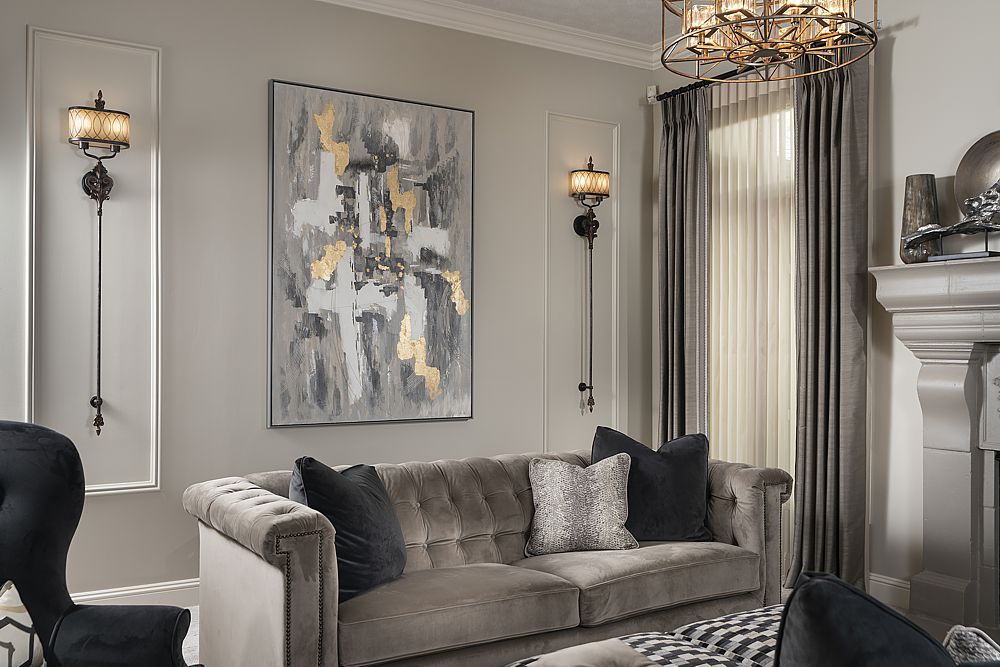 Clean lines and neutral colors bring a sense of calm to this luxe living room.